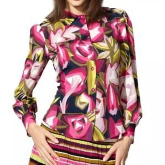 ✨ Missoni for Target Multicolor Abstract Blouse Retro Button Down Collared M - Picture 1 of 12